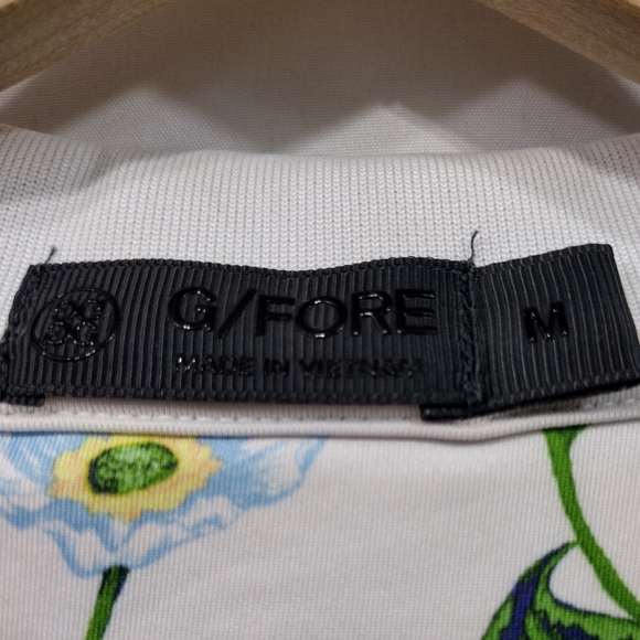 G/FORE Floral Golf Polo Mens M White Green Retro 90s Y2K Sporty Athletic Outdoor - Picture 7 of 8